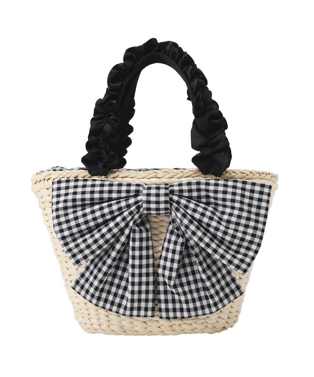 Maison de FLEUR リボンメイズフリルハンドルカゴバッグ 