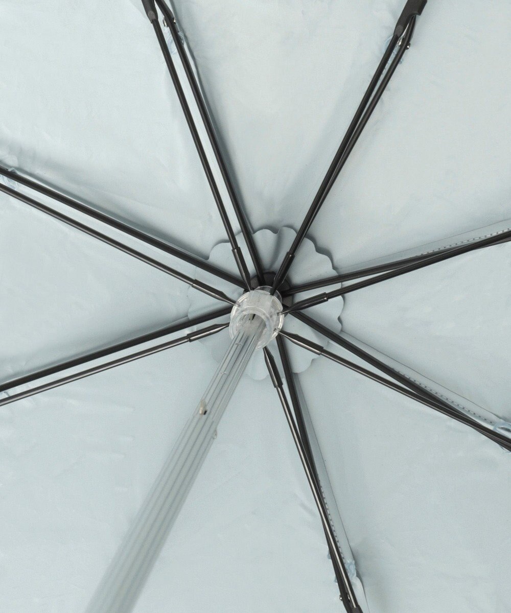 MOONBAT ランバン オン ブルー 晴雨兼用日傘 折りたたみ傘 ビジュー付きオーガンジーフリル 遮光 遮熱 UV 