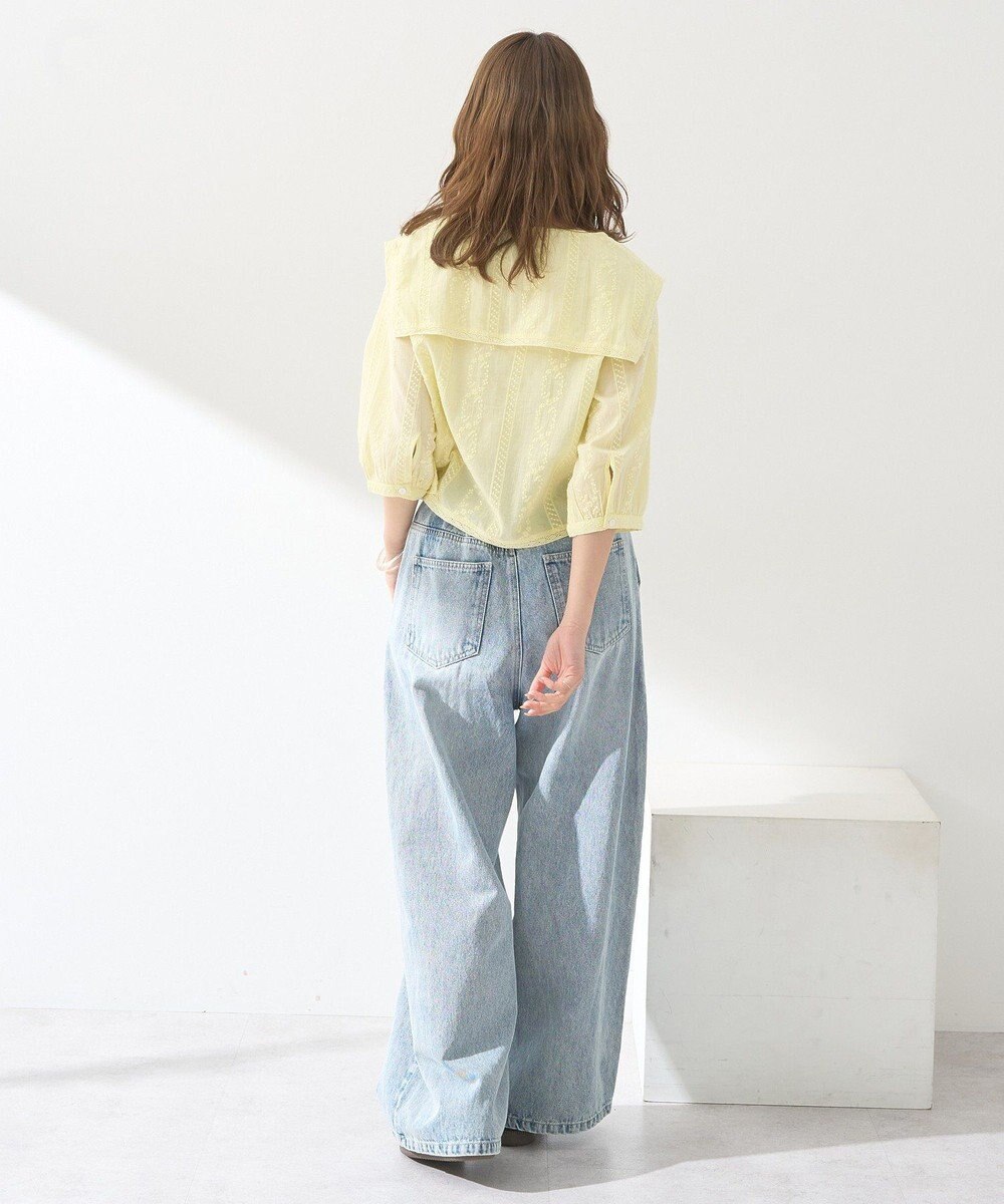 earth music&ecology ビッグカラー刺繍ブラウス 