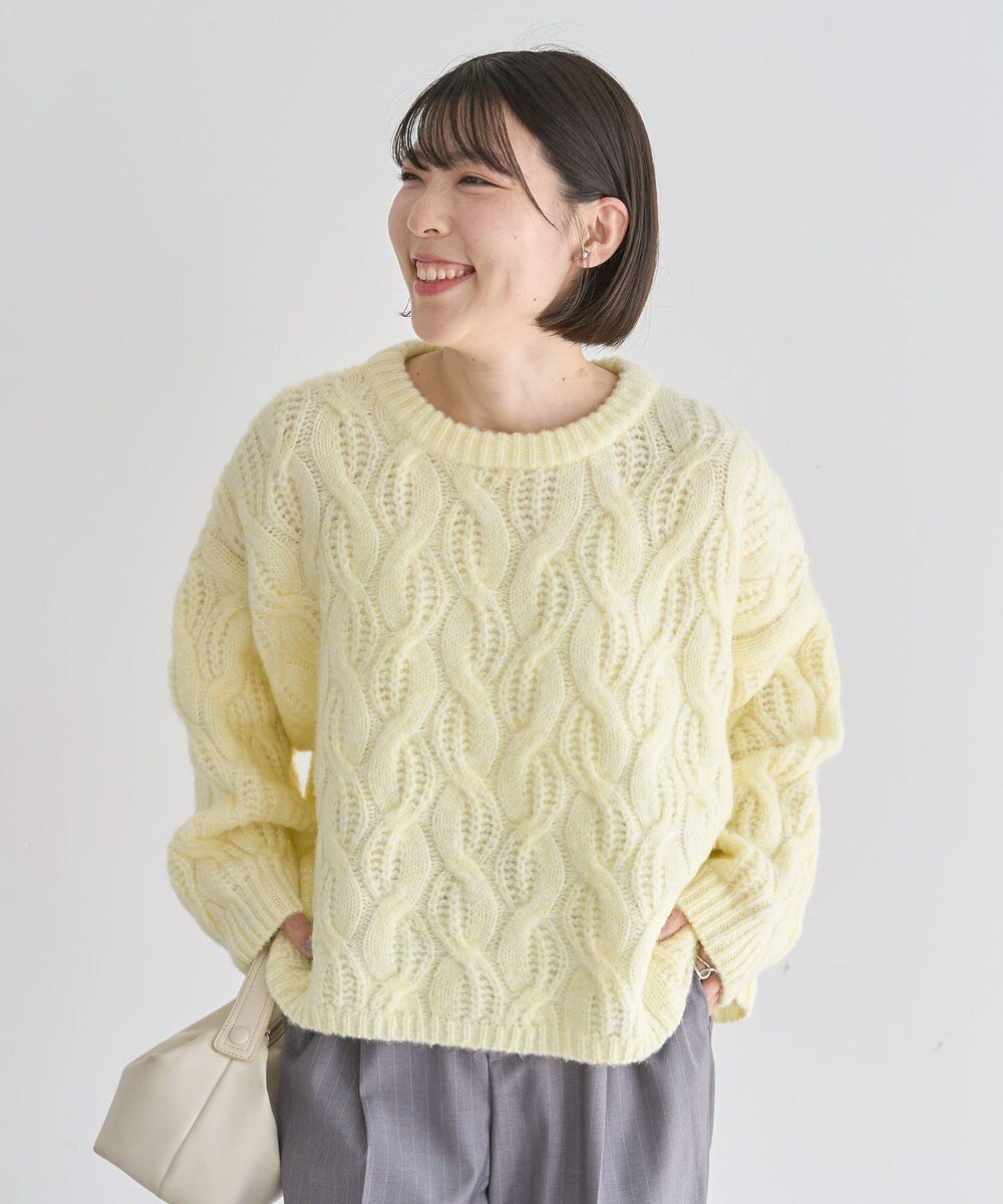 Green Parks ふわふわケーブルニットプルオーバー 