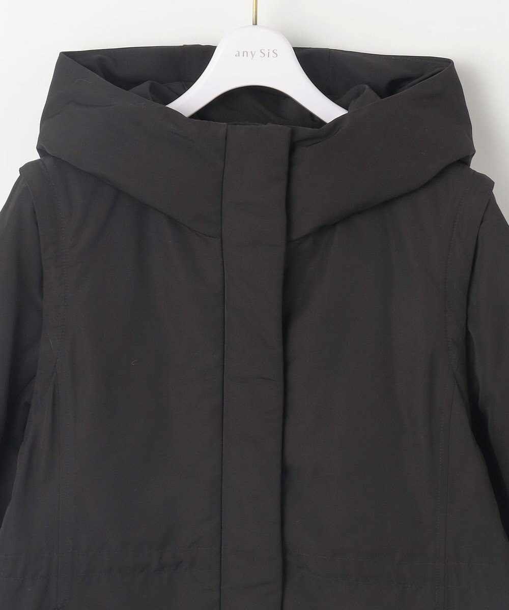 ANY SIS 【撥水・洗える】2WAYドロストフーディミドル ダウン 