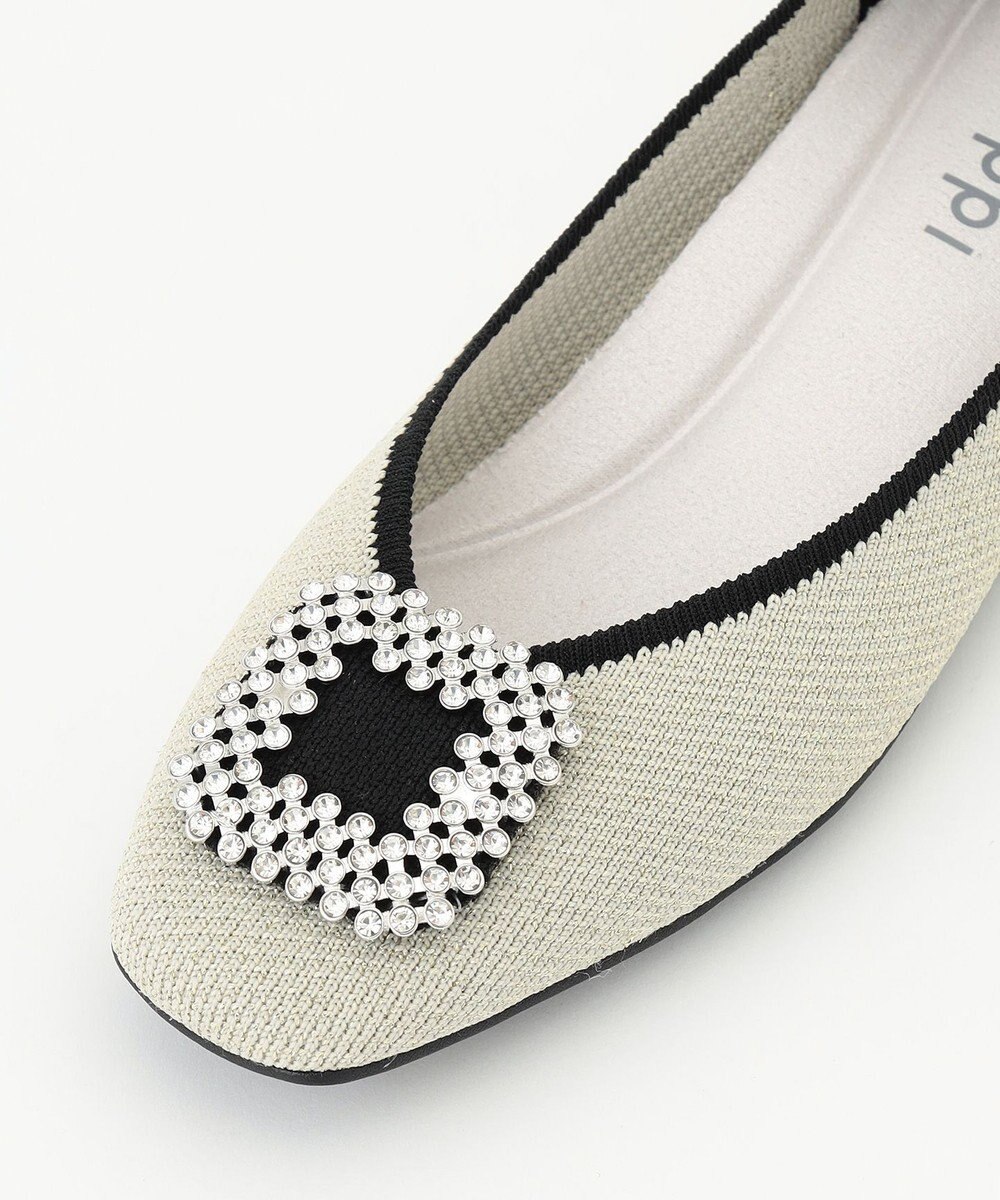 steppi 【洗える/撥水】ビジュー付 スクエア パンプス 