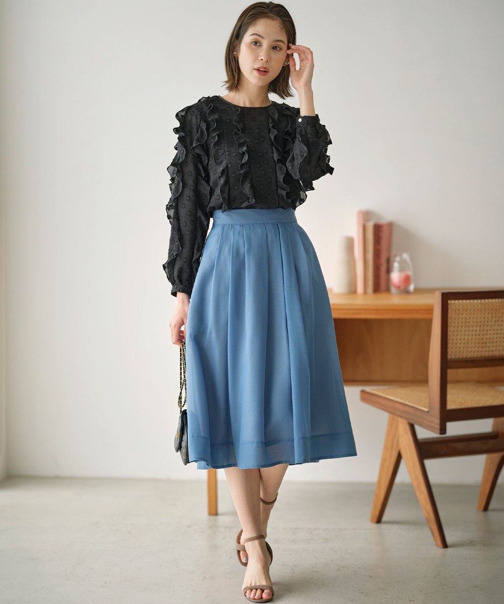 組曲 L 【洗える・シワになりにくい】カラーボイル シアーフレアスカート 