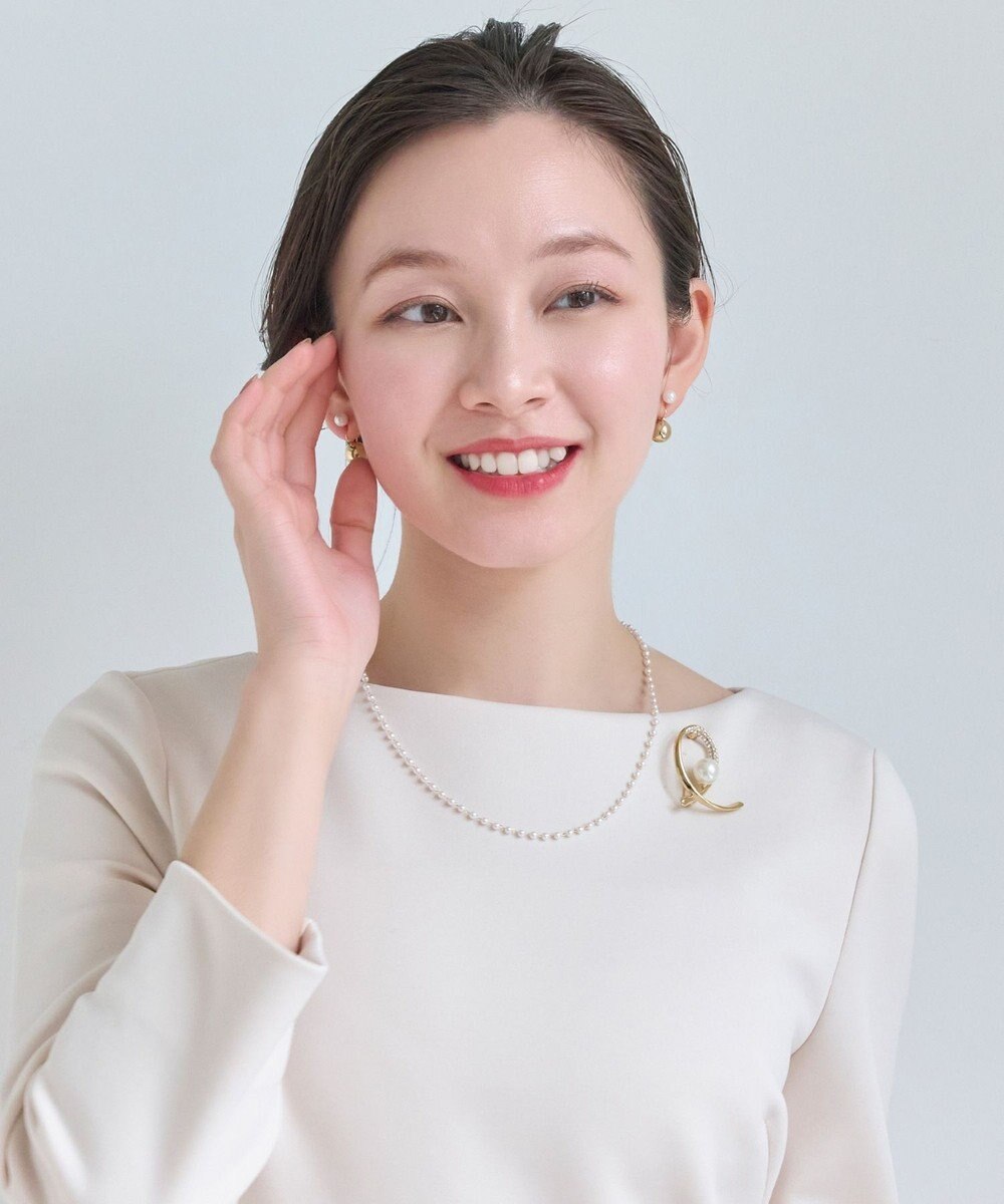 Phoebe <オンワード限定セット>シンプルパールチェーンネックレス×フォーマルパールビジューサークルブローチ 