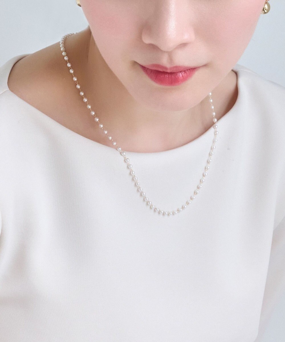 Phoebe <オンワード限定セット>シンプルパールチェーンネックレス×フォーマルパールビジューサークルブローチ 