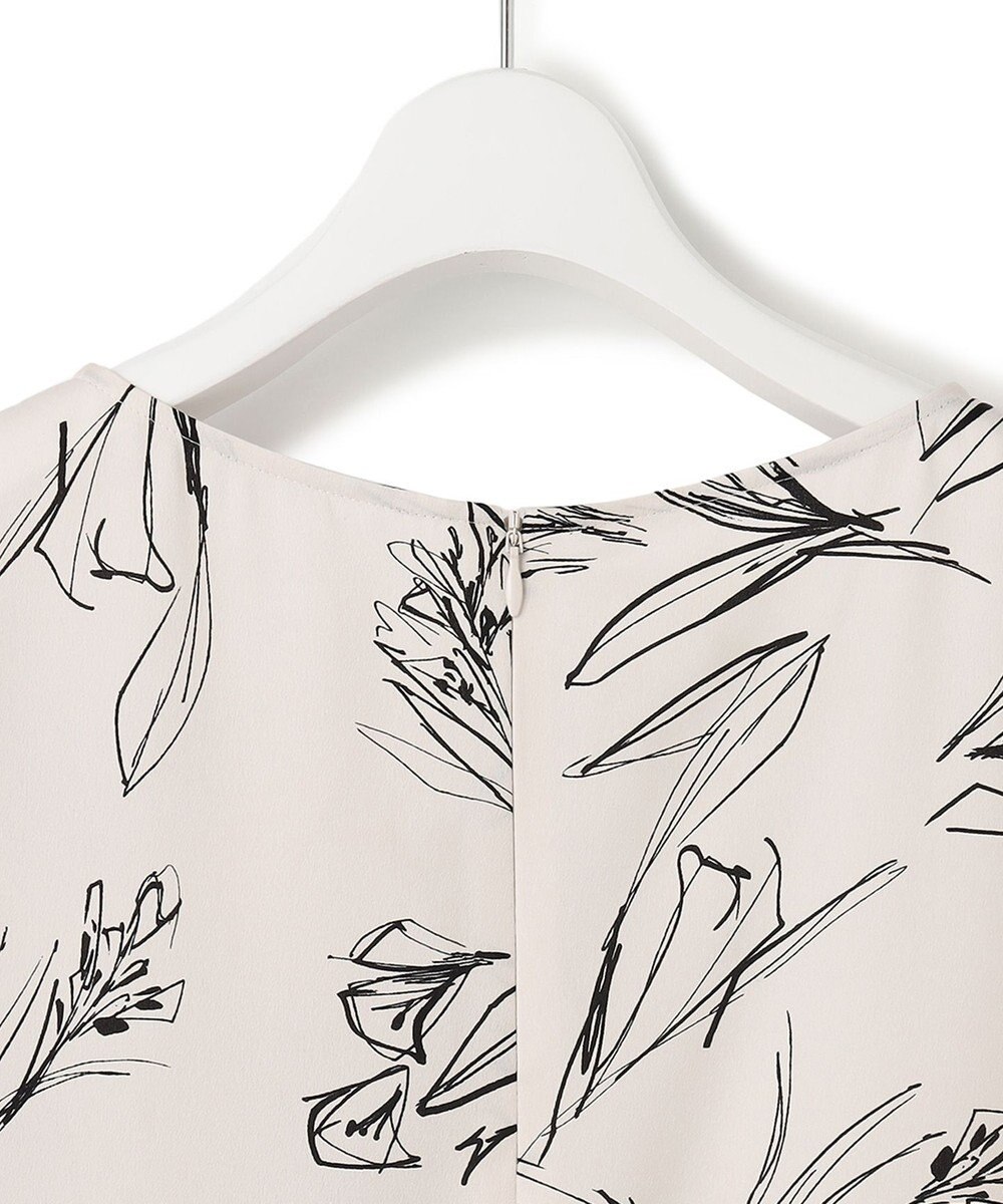 23区 【洗える】ラインフラワープリント フレンチスリーブ ブラウス 