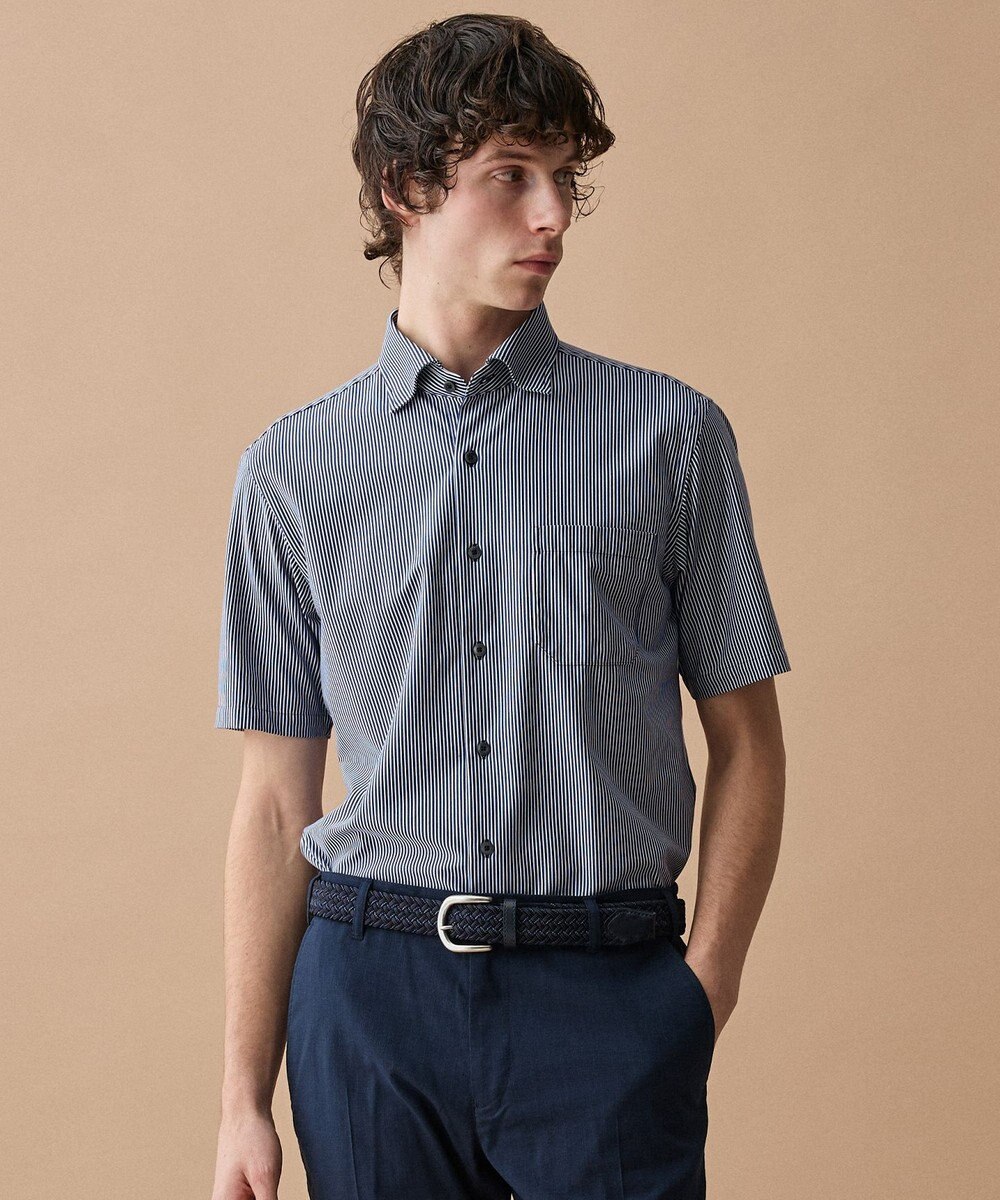 JOSEPH ABBOUD 【ジャージー素材・ストレッチ・イージーケア】コンパクトジャージーストライプシャツ 