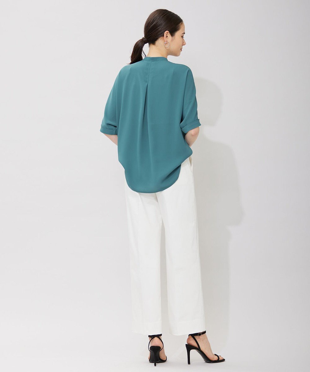 ICB 【洗える】T/Cストレッチサテン ワイドパンツ 