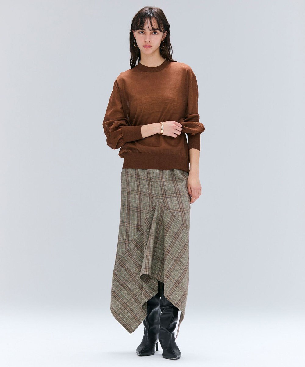 BEIGE， 【洗える】CADDO / シアーウールクルーネックトップス 