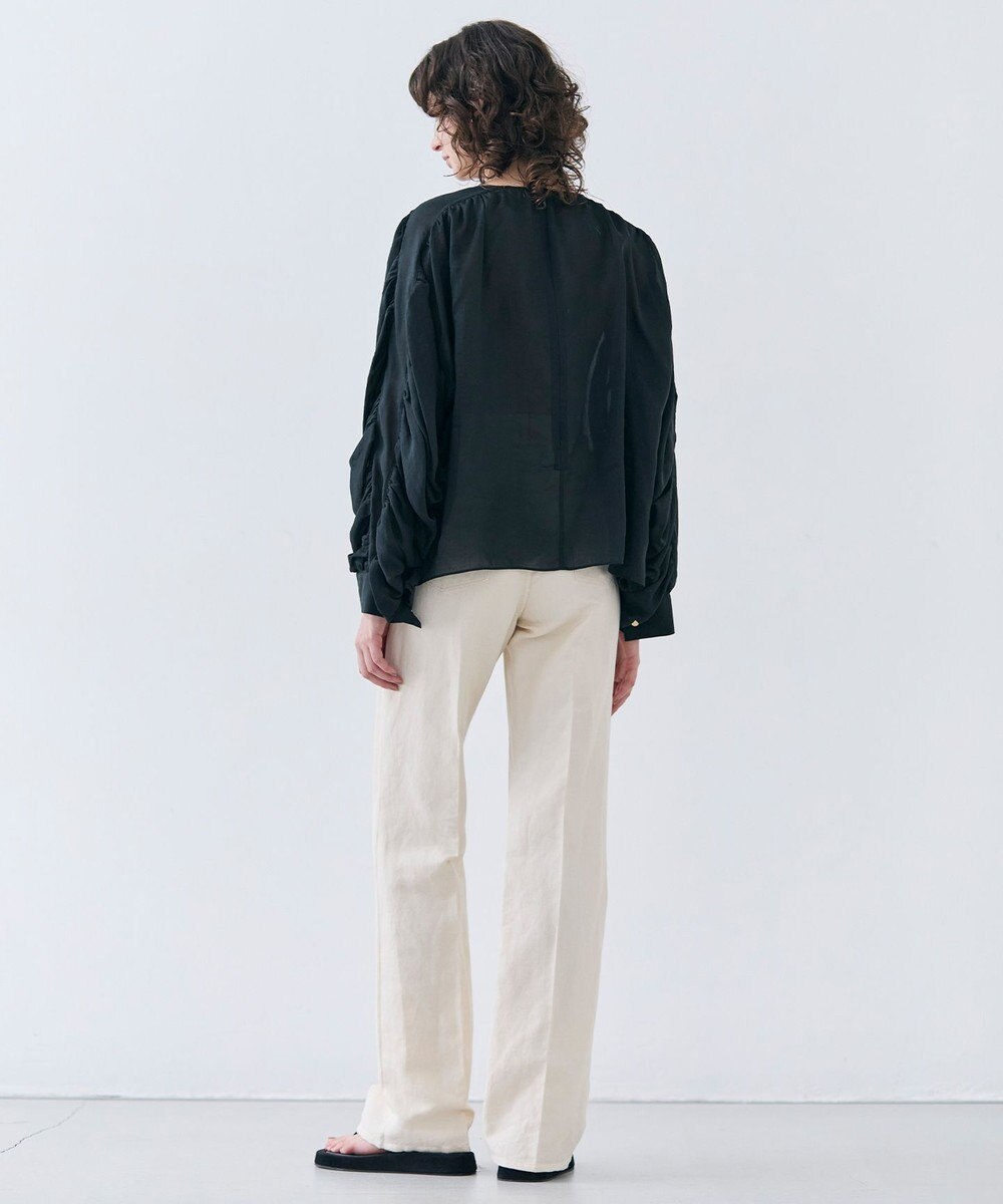 BEIGE， 【洗える】PAULINE / タックギャザーリネンボリュームブラウス 
