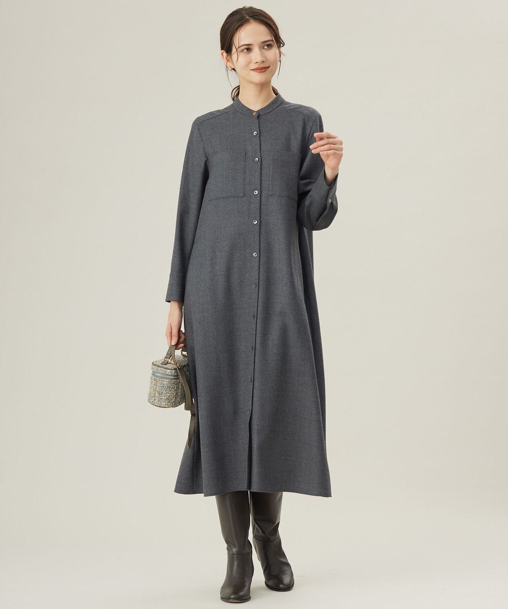 自由区 ウールジョーゼットシャツ ワンピース 