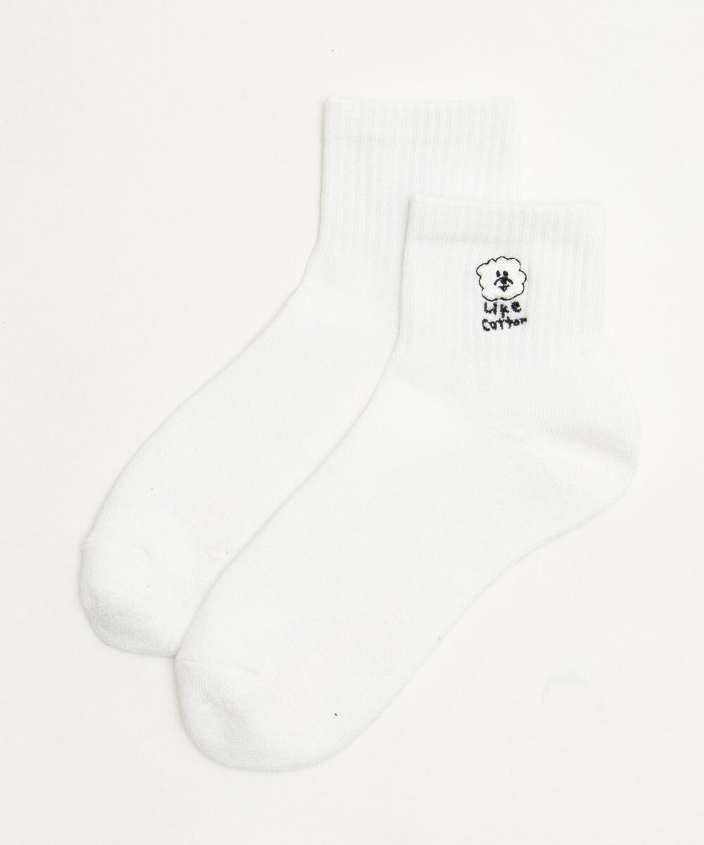 WEGO 手描き風刺繍アンクルパイルソックス 