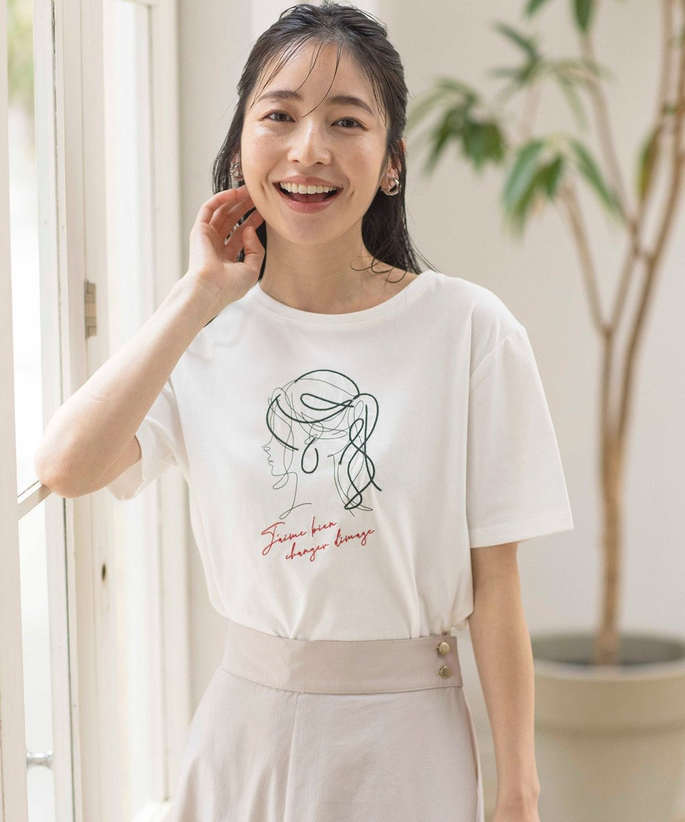 線画×刺繍ロゴ Tシャツ / any SiS | ファッション通販 【公式通販 
