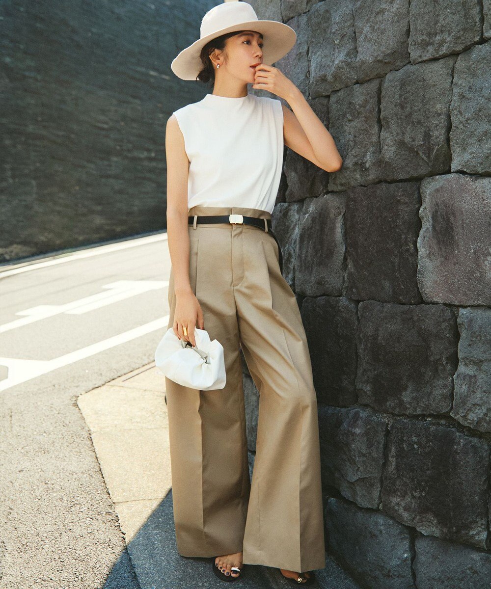 23区 L 【洗える/吊り干しOK】ヴィスコースストレッチ ノースリーブ ニット 