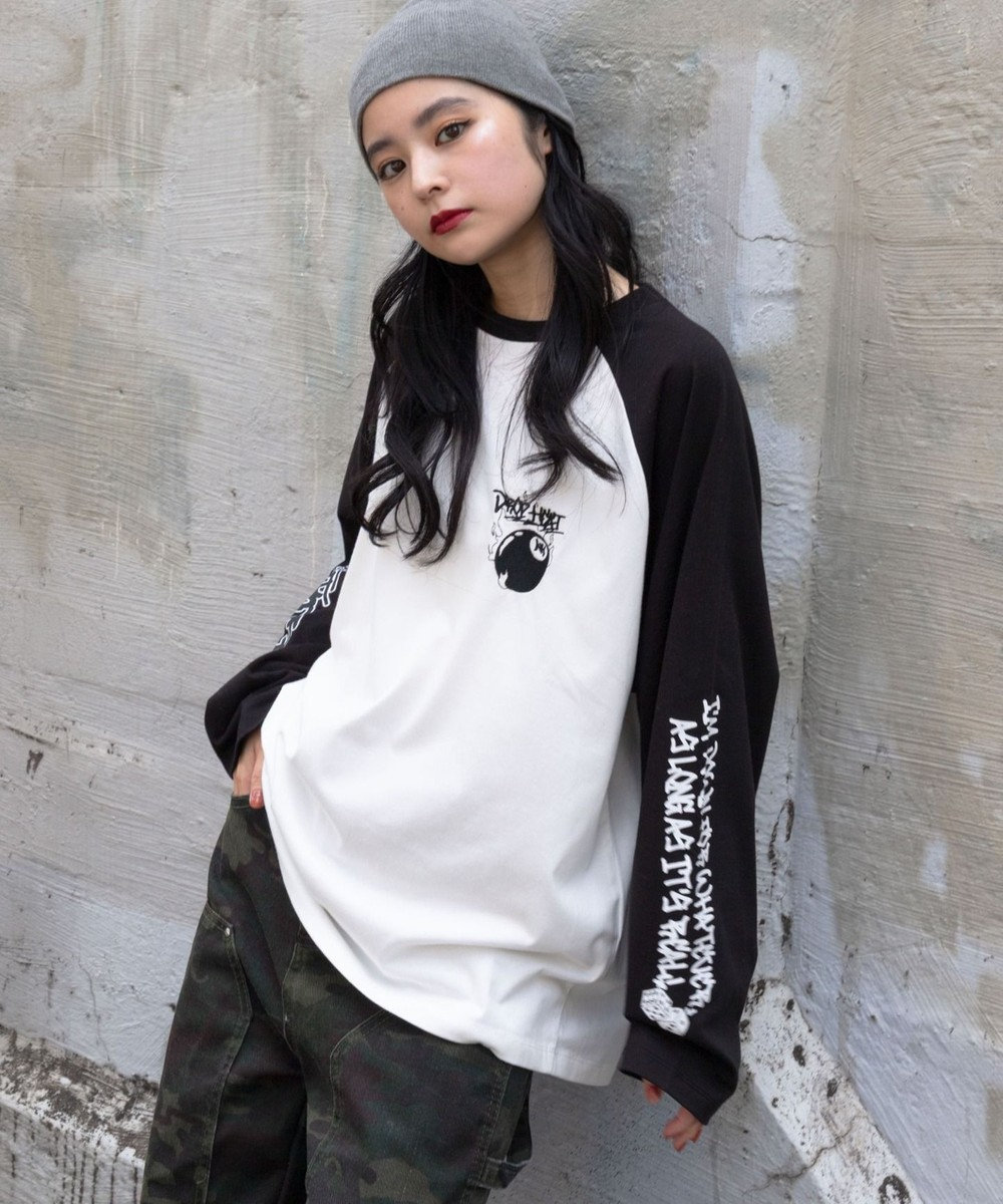 WEGO 【ユニセックス着用ITEM/MLサイズ展開】スリーブロゴグラフィックラグランT（LS） 