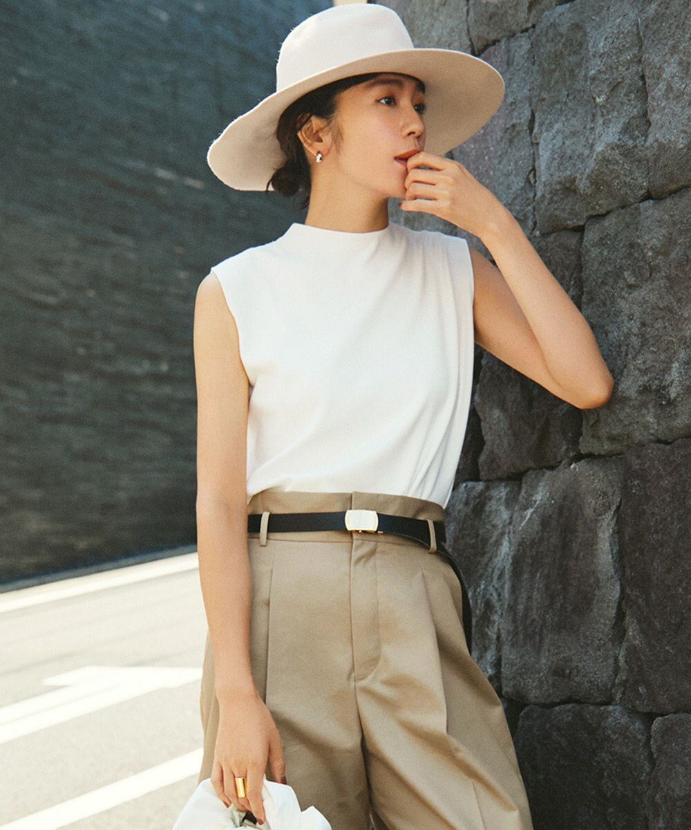 23区 L 【洗える/吊り干しOK】ヴィスコースストレッチ ノースリーブ ニット 