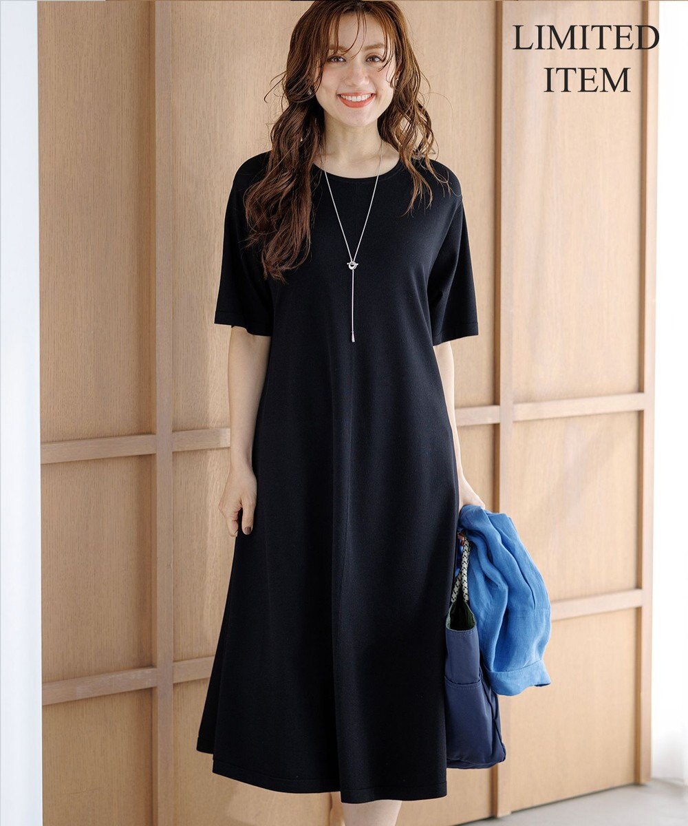 23区 L 【先行予約/Lサイズ限定】レーヨンポリエステルストレッチ ニット フレア ワンピース 