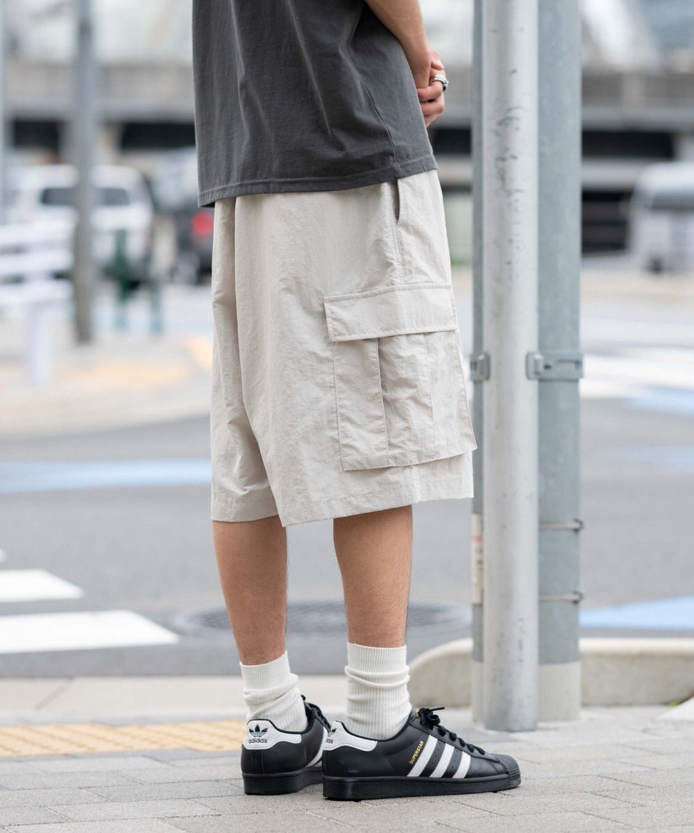 WEGO 【撥水/速乾/ウエストゴム/ユニセックス着用ITEM/MLサイズ展開】ナイロンイージーバギーカーゴショーツ 