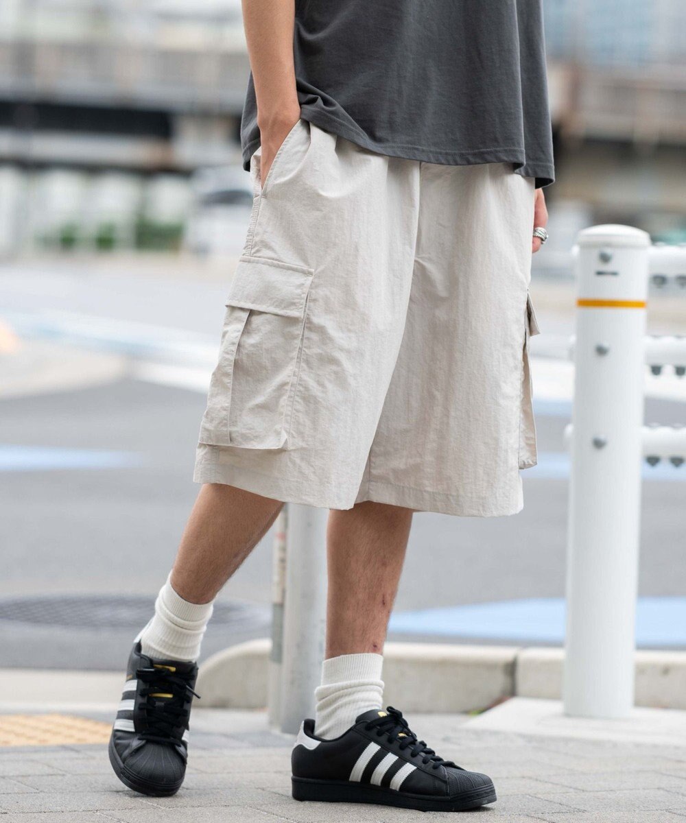 WEGO 【撥水/速乾/ウエストゴム/ユニセックス着用ITEM/MLサイズ展開】ナイロンイージーバギーカーゴショーツ 