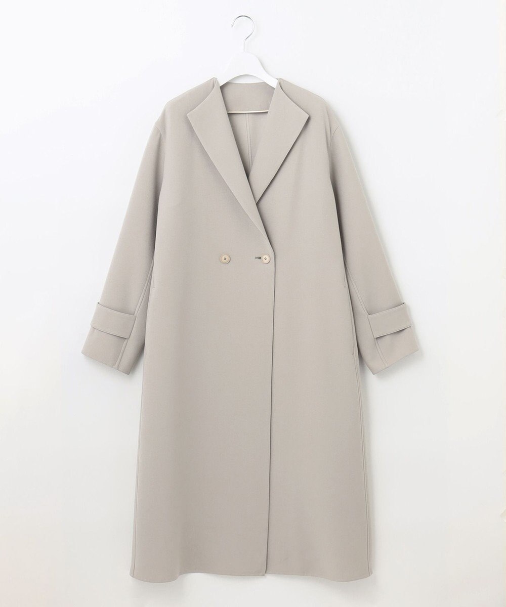 自由区 【洗える】ライトダブルクロス ノーカラーコート 
