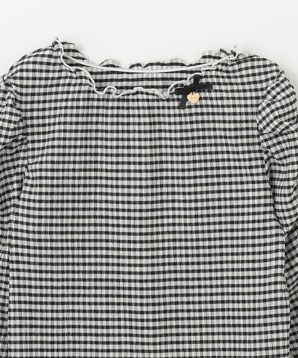 ANY KIDS シアー ギンガム 七分袖 Tシャツ 