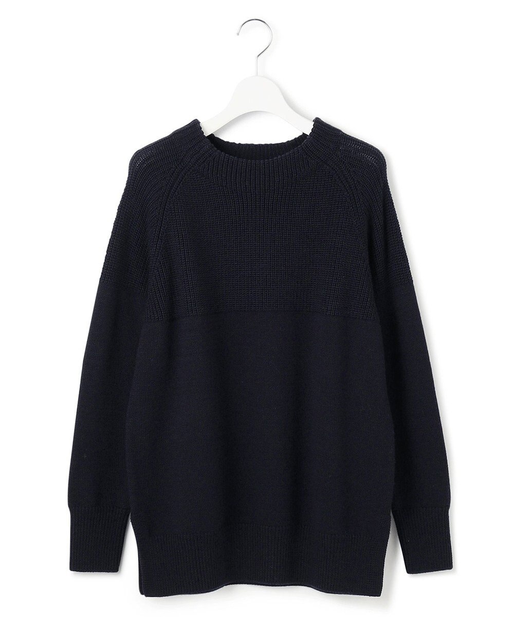 23区 【洗える】ウールコード モックネック 切り替え編み ニット 