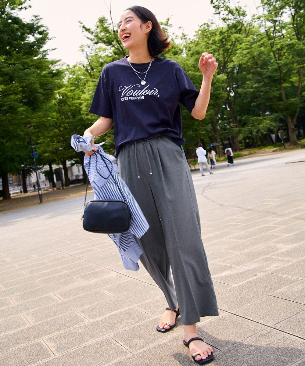 ANY L 【洗濯機可/セットアップ可/UVケア/速乾/イージーケア】サラサラテックリネンパンツ 