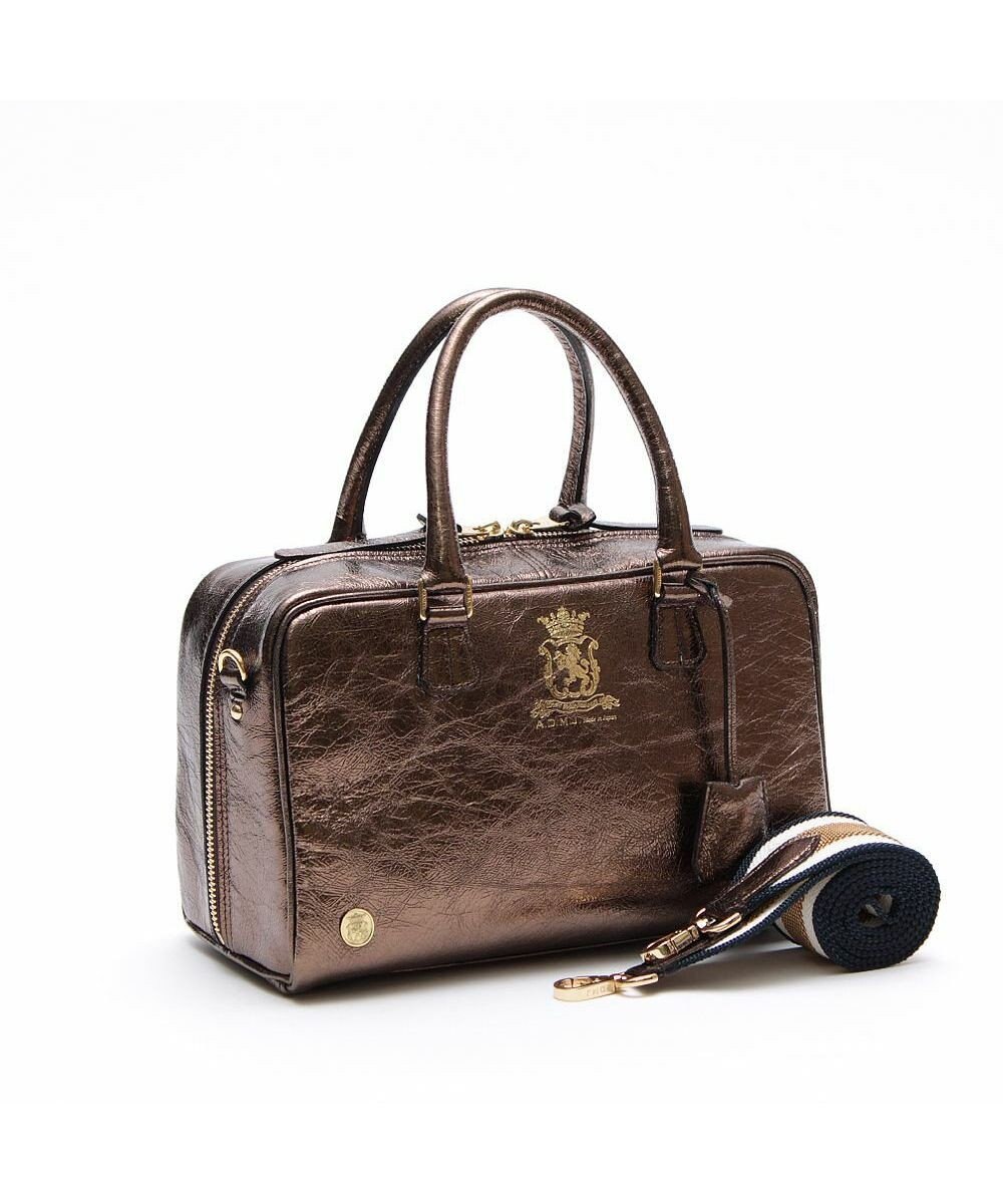 A.D.M.J. 【牛革】イタリアンレザークラックメタル2WAYボストンL 