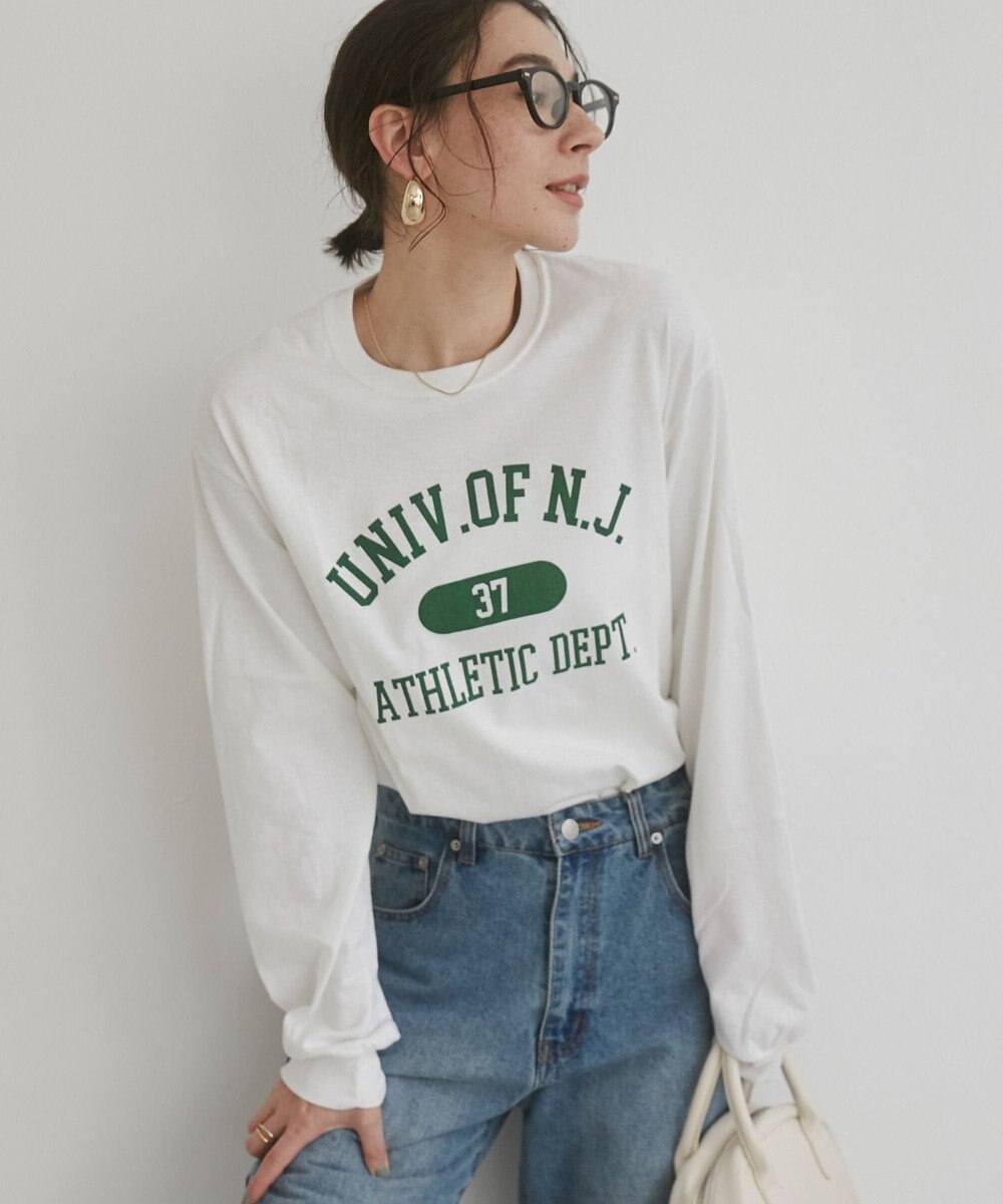 WEGO 【ANGIE VINTAGE】GILDAN カレッジロゴ オーバーサイズ プリント ロンT 