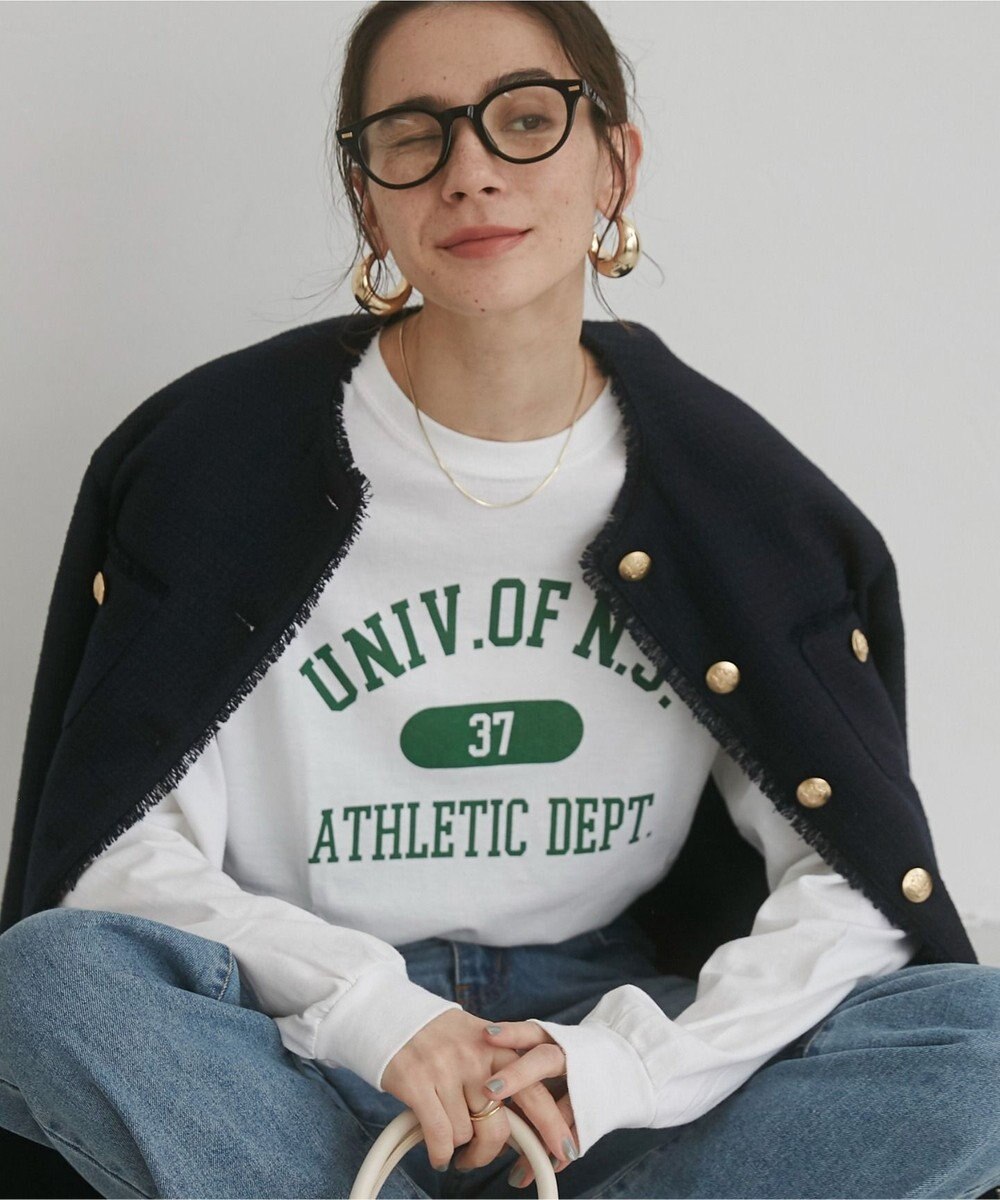 WEGO 【ANGIE VINTAGE】GILDAN カレッジロゴ オーバーサイズ プリント ロンT 