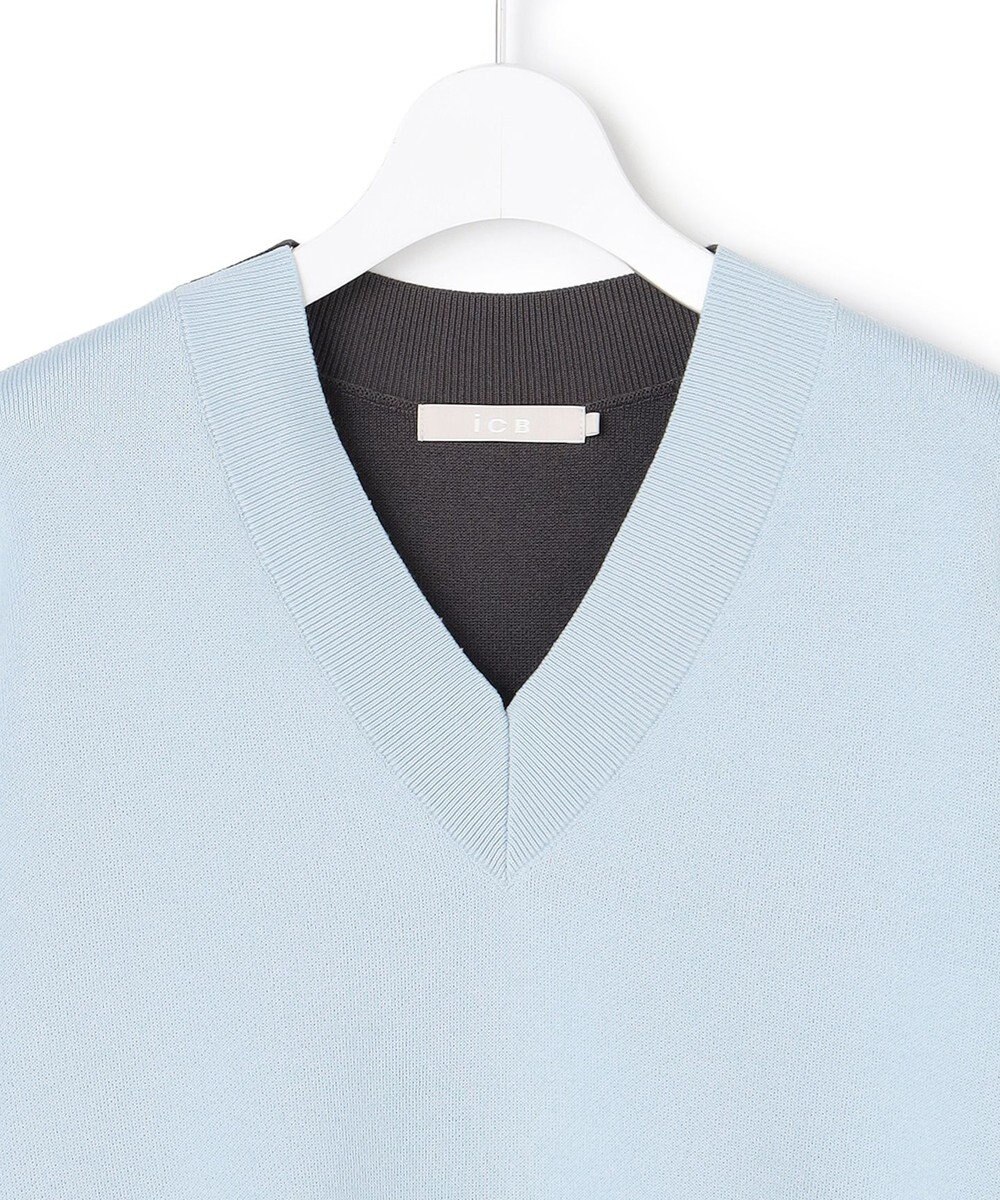 ICB 【先行予約】 コットンポリエステルスムース Vネックニット 