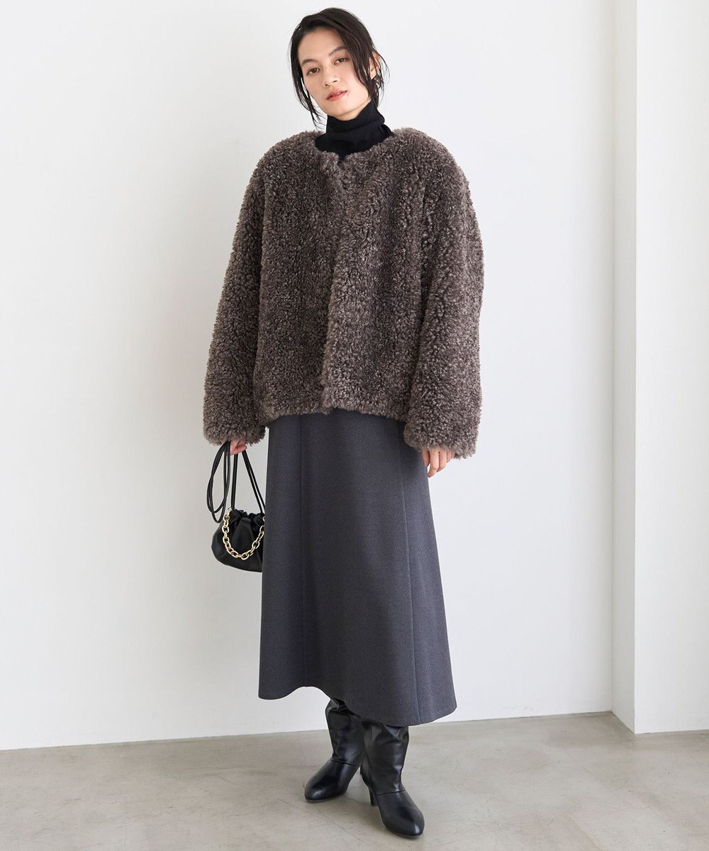 UNFILO 【吸湿発熱】リブ タートルネック ニット 