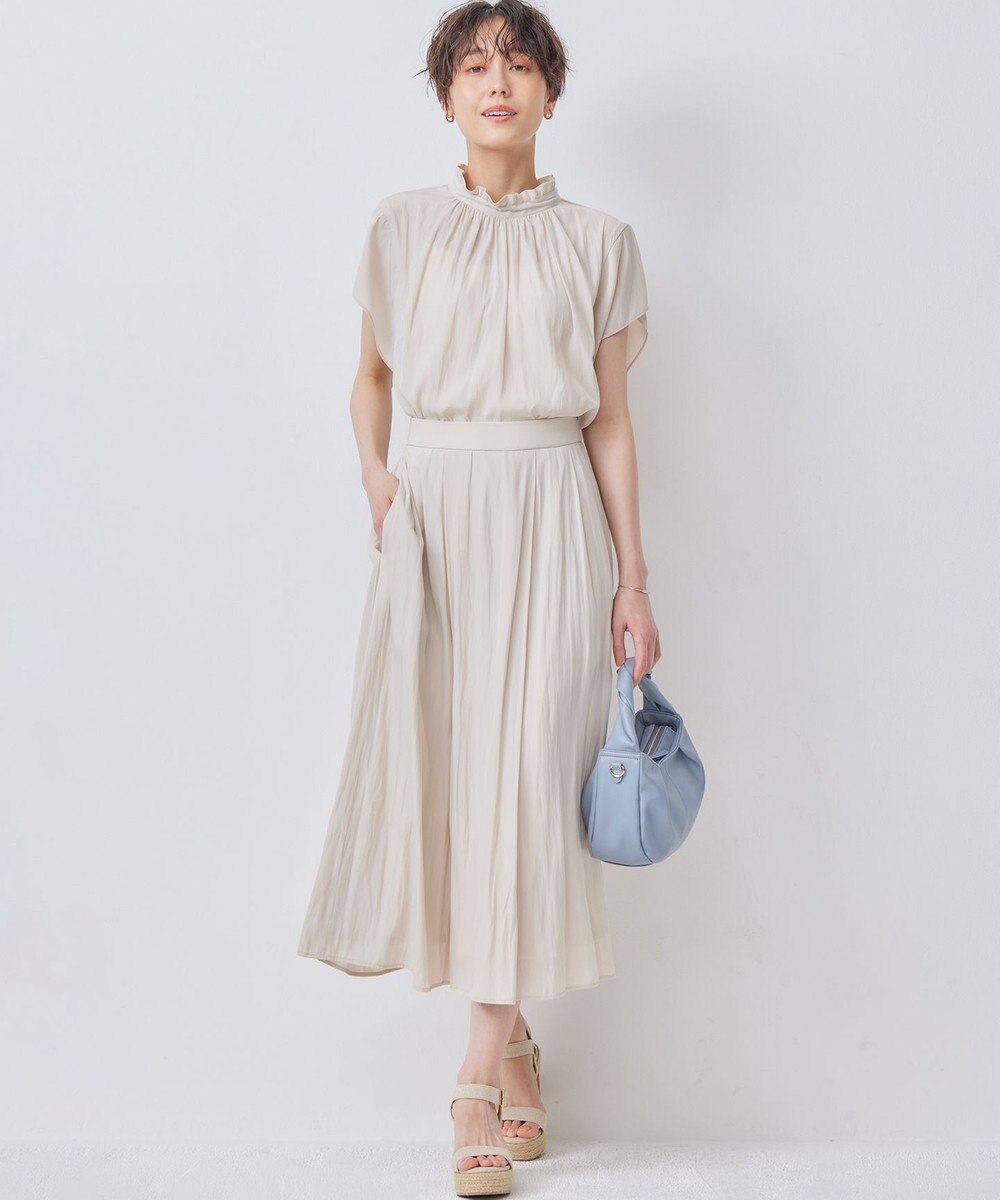 組曲 【WEB限定】ギャザーライトデシン タックスカート 