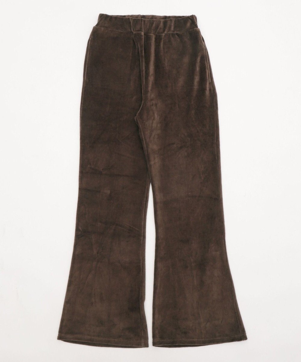 WEGO 【ウエストゴム】ベロアフレアパンツ 