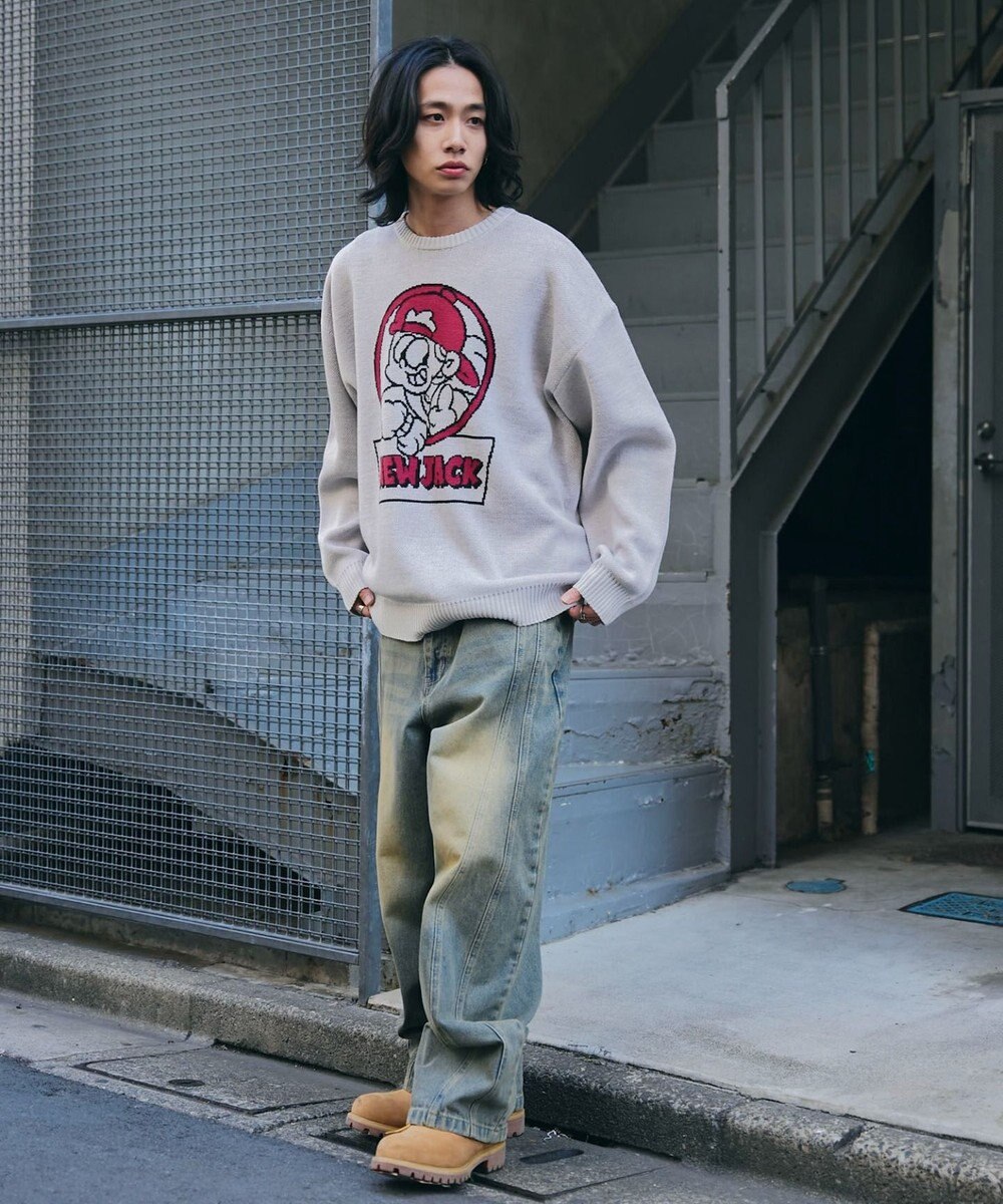 WEGO 【ユニセックス着用ITEM/MLサイズ展開】別注NEW　JACKジャガードニットプルオーバー 