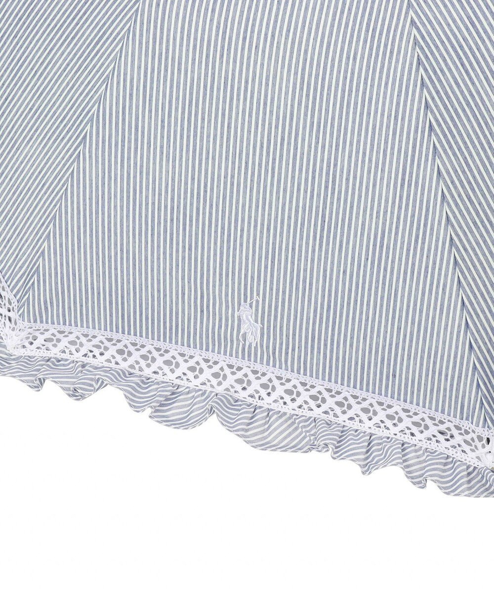 MOONBAT 【遮光/晴雨兼用日傘】POLO RALPH LAUREN（ポロラルフローレン）折りたたみ日傘 ストライプフリル 遮熱 遮光 UV 