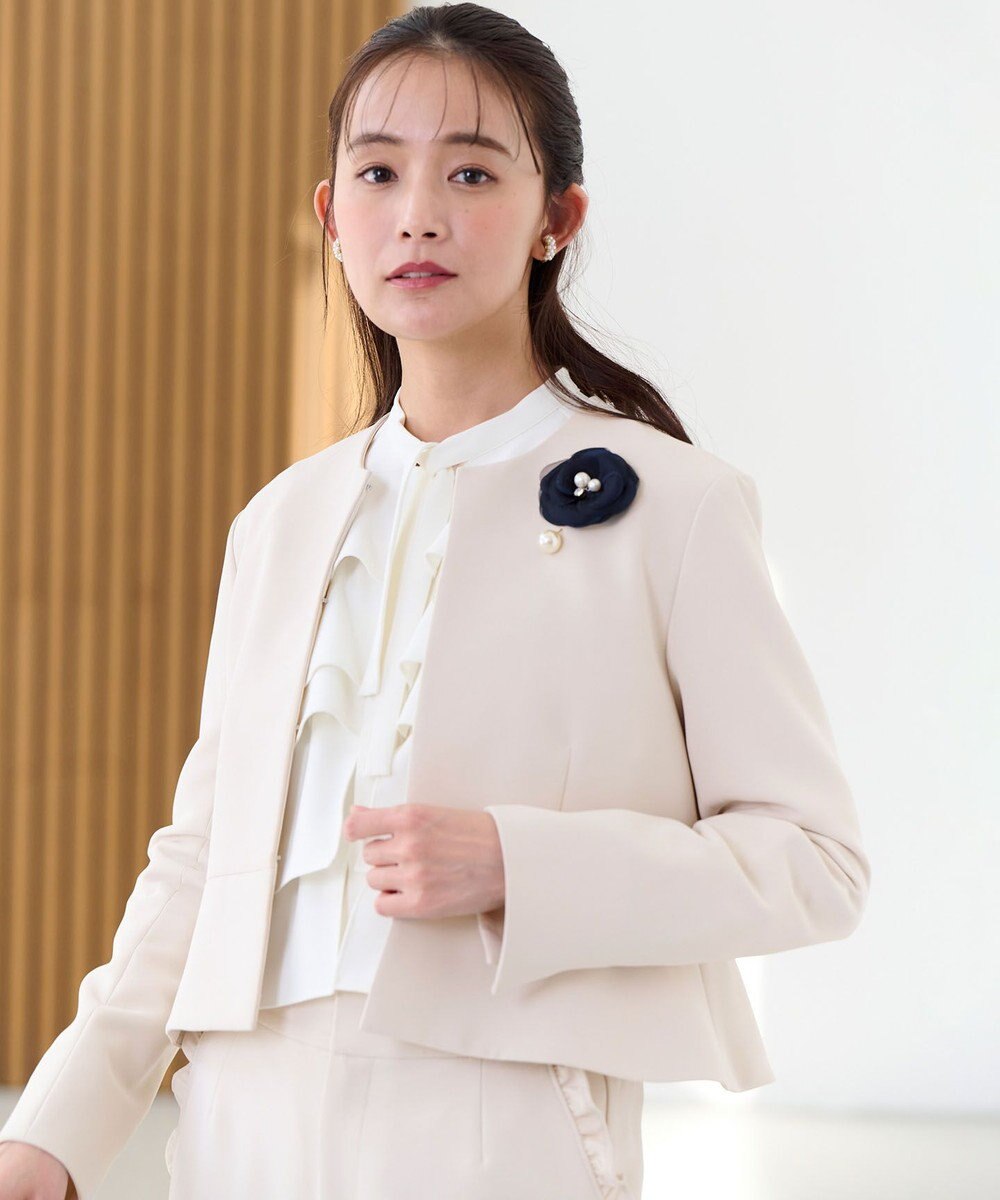 組曲 L 【WEB限定・KUMIKYOKU NAVY】コンフォータブルドレープ ノーカラージャケット 