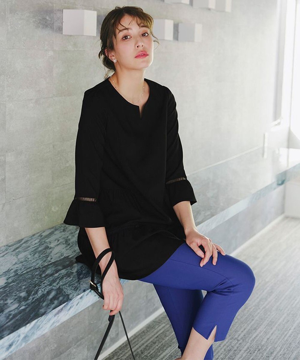 Tiaclasse L 【日本製】ドライモーメント裾スリットパンツ 