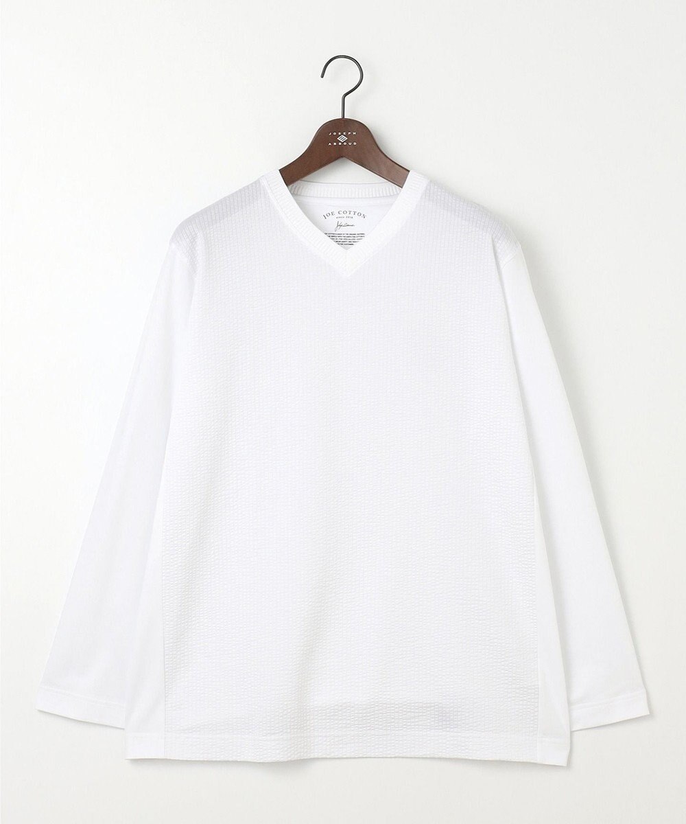 JOSEPH ABBOUD 【キングサイズ・オリジナルオーガニックコットン使用】JOE COTTONサッカーVネックシャツ 