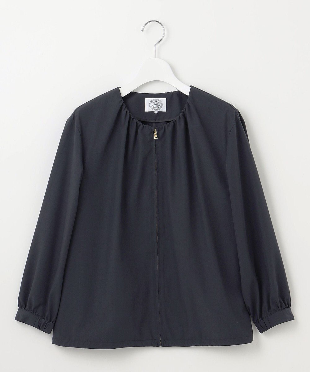 J.PRESS LADIES L 【洗える】80/1スパンタイプライター ノーカラー ブルゾン 