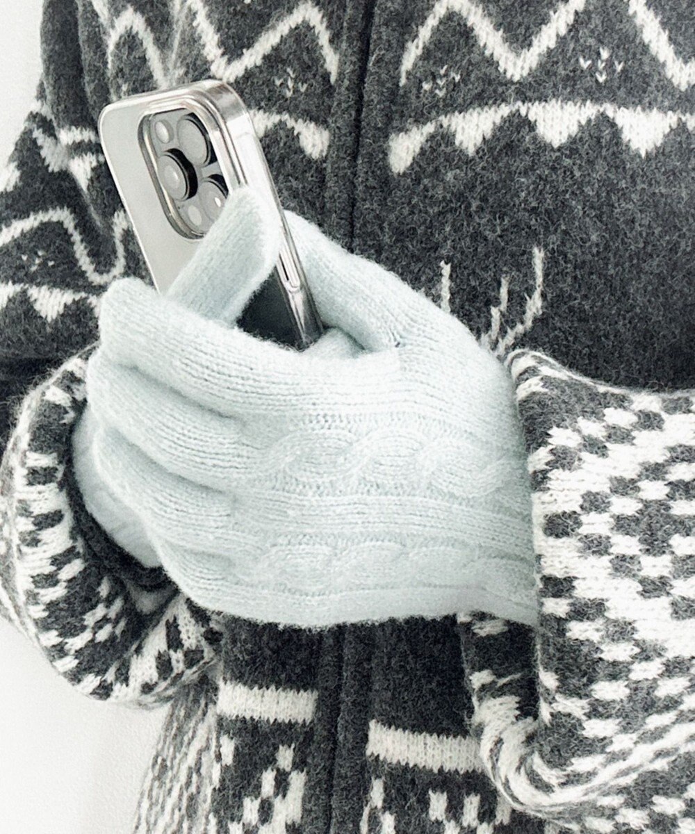 WEGO 【スマホ対応】ケーブル編みニットグローブ 