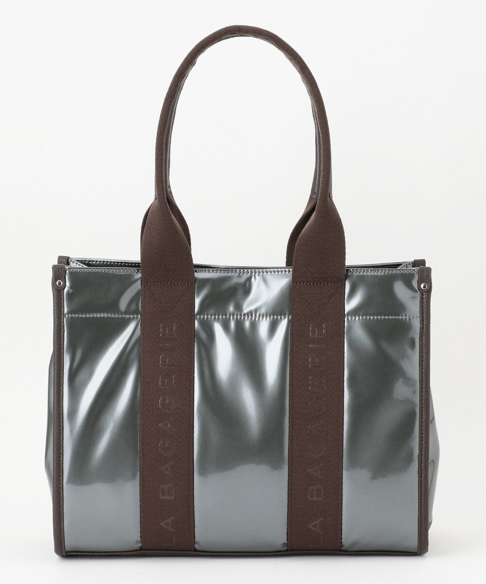 LA BAGAGERIE ソフトエナメル　ロゴテープトートバッグ　Lサイズ 