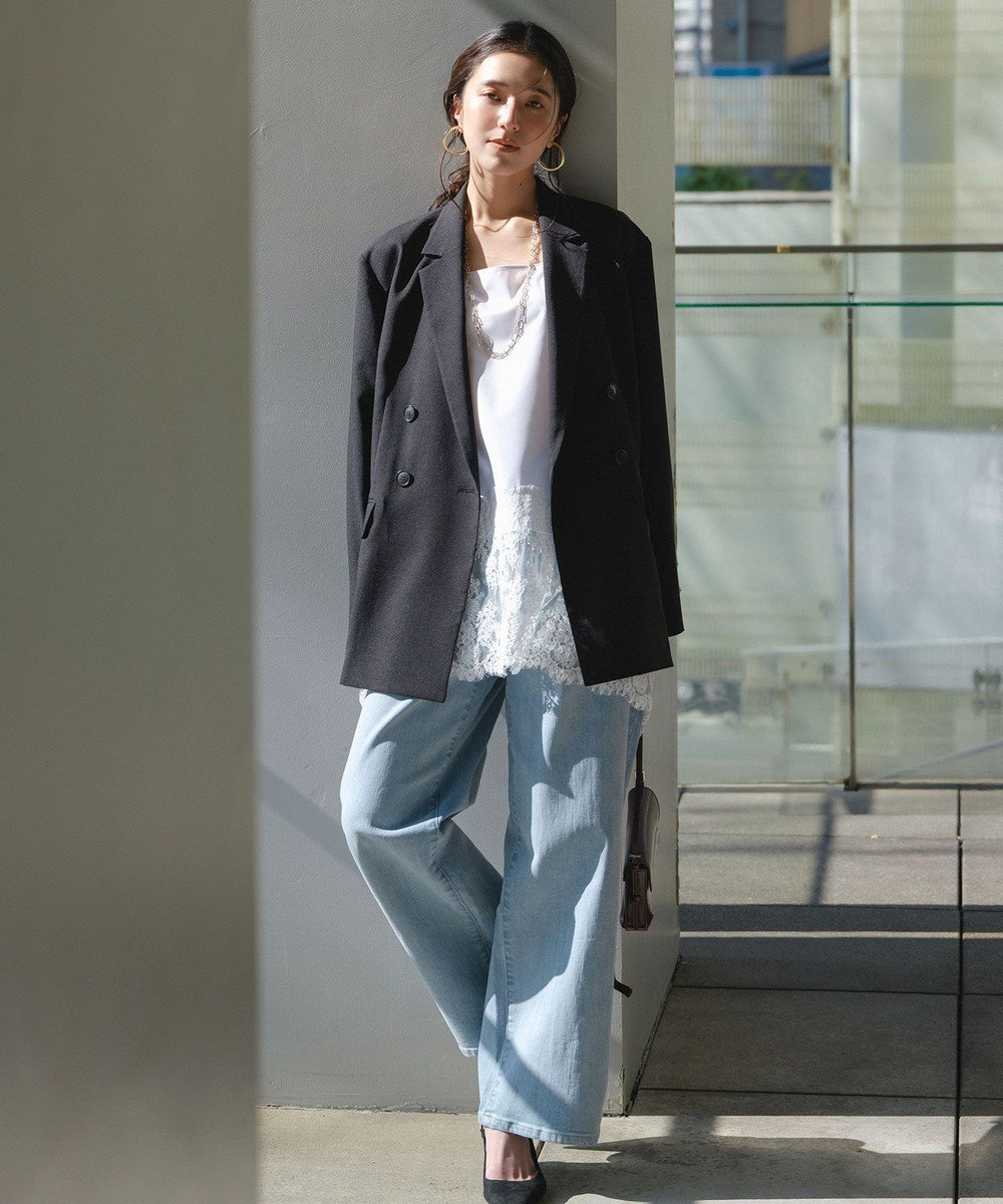 UNFILO 【UNFILO DENIM/新色追加】撥水ストレッチ ルーズワイドデニム 