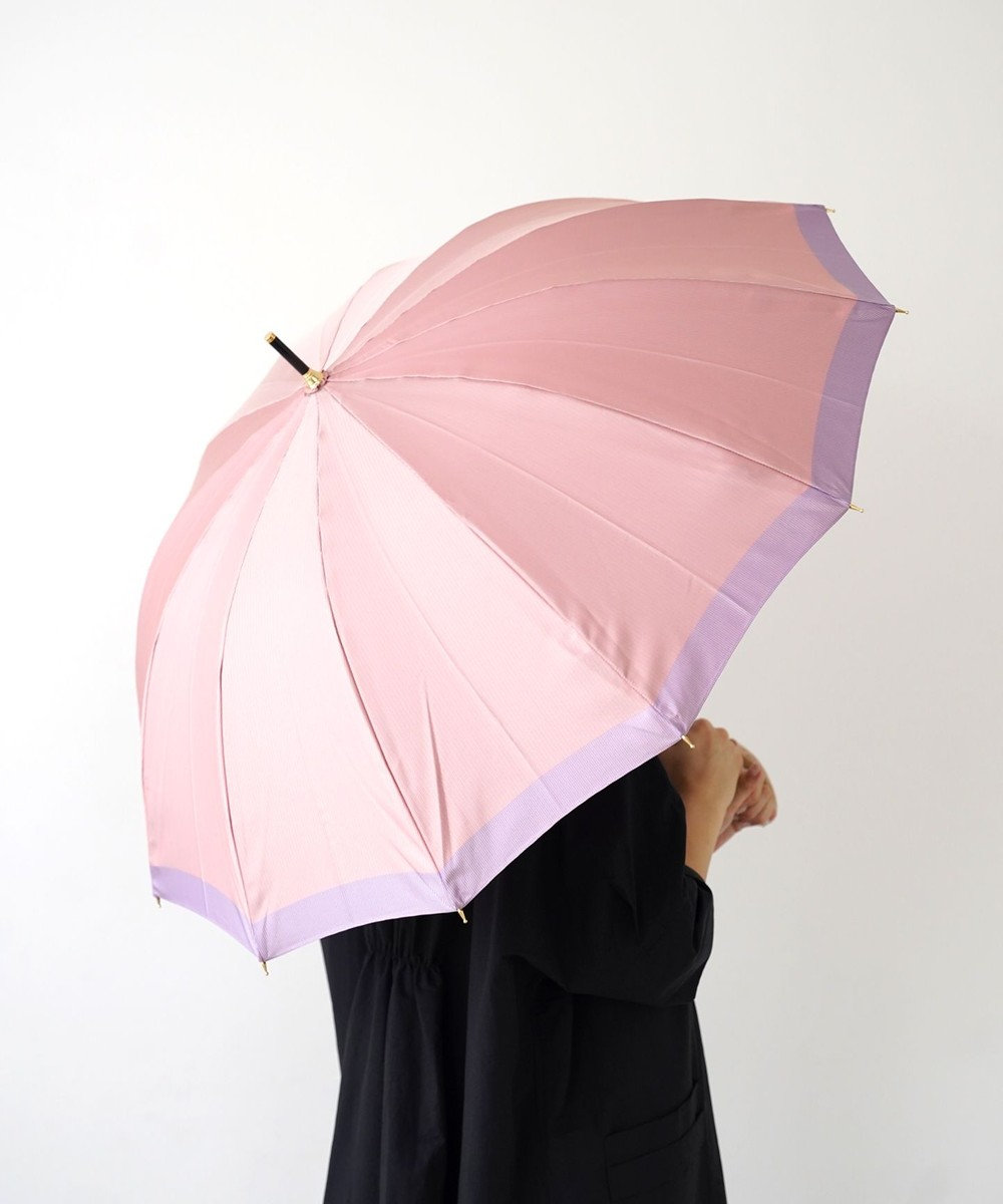槇田商店 【晴雨兼用&UVカット】SCENE グログランシャンブレー ピンク 長傘 ピンク