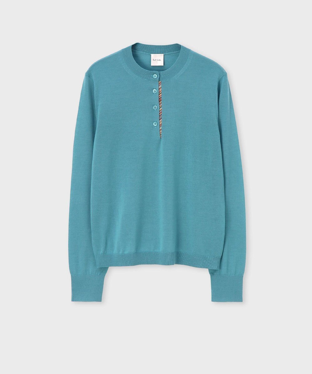 Paul Smith ドレープウール ストライプ ヘンリーネック ニット 