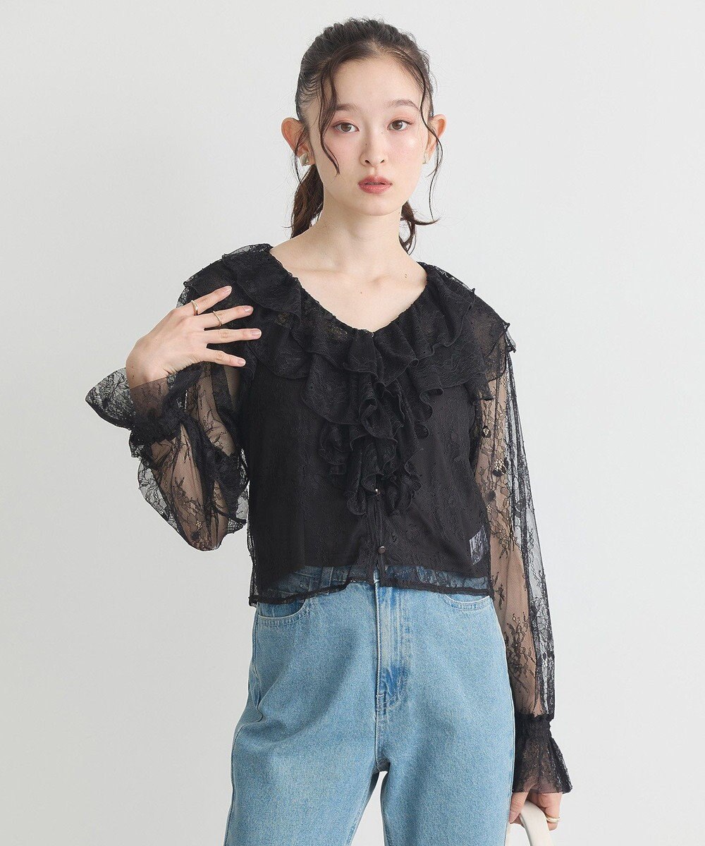 earth music&ecology ＳＥＴ２点ラッフルレースブラウス＋キャミソール 