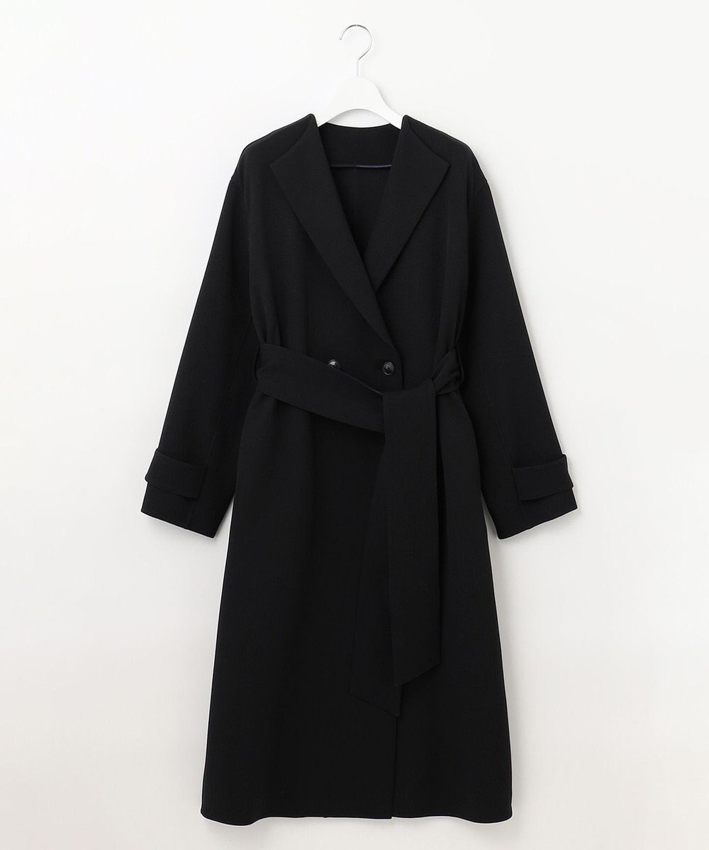 自由区 【洗える】ライトダブルクロス ノーカラーコート 