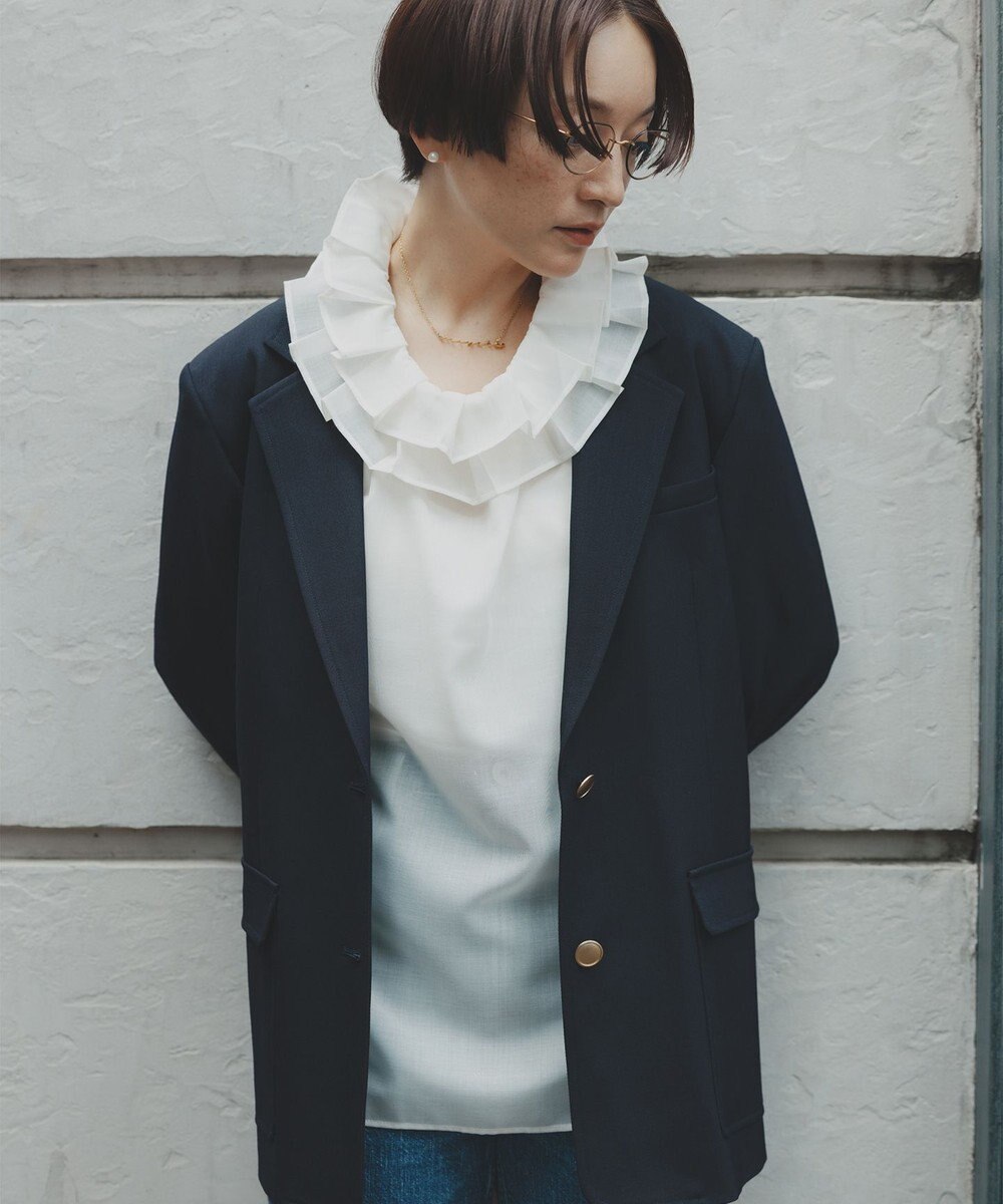 #Newans 【前後着用可能】【高山都さんコラボ】ビッグカラー２WAYブラウス 