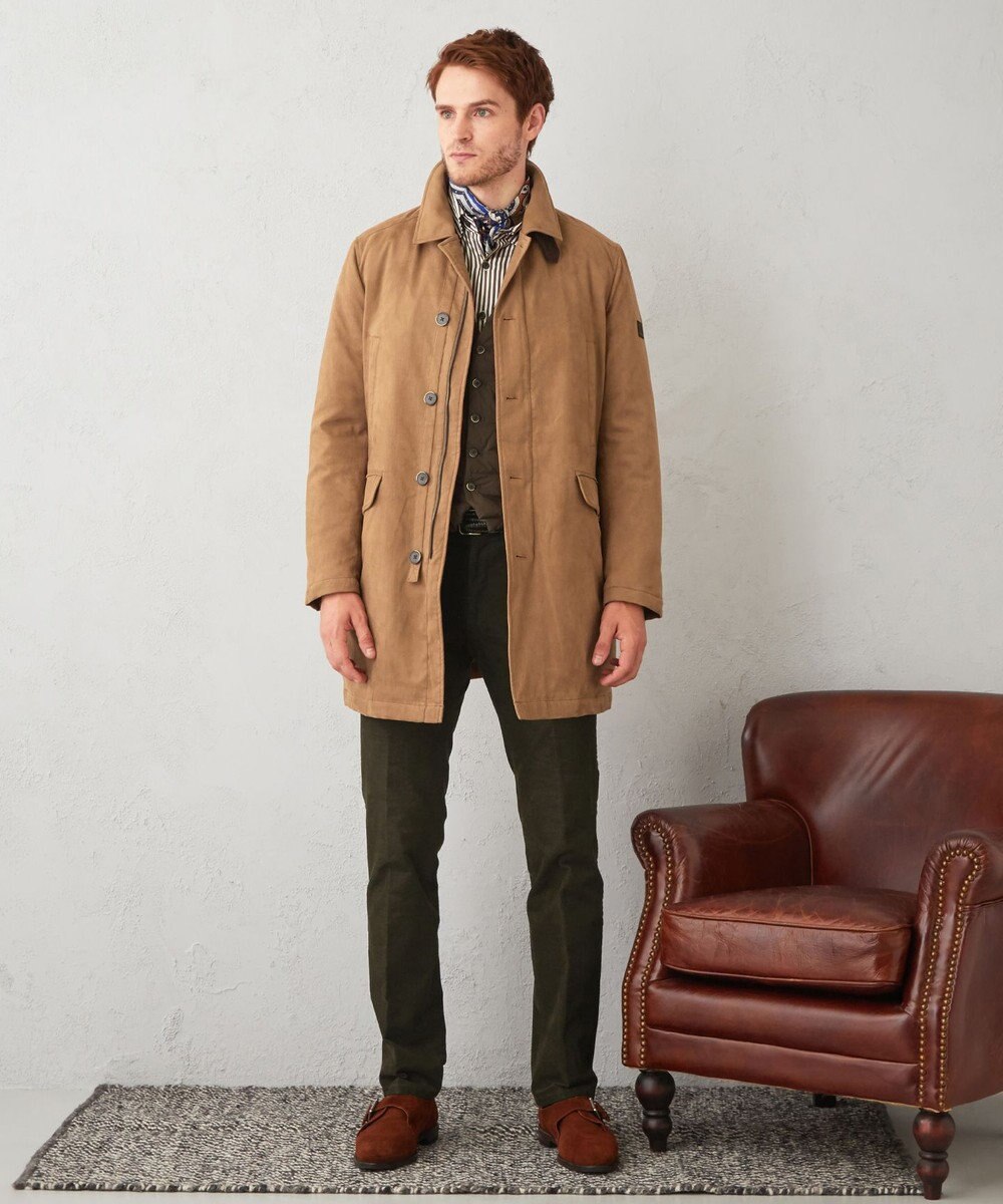 JOSEPH ABBOUD 【キルトレスダウン】ナチュラルダイスウェード ダウンコート 