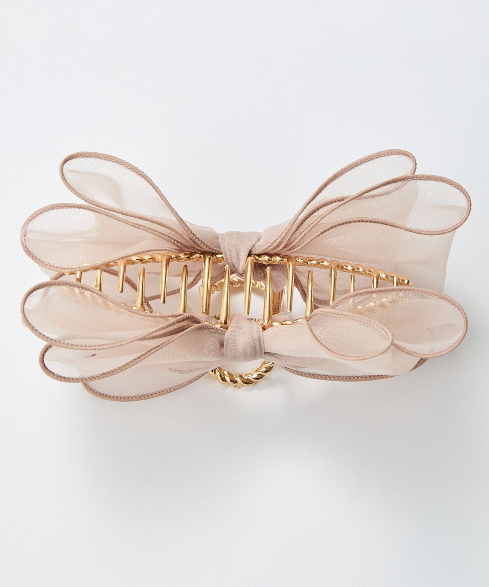 Phoebe ボリュームオーガンジーリボンバンスクリップ　ピンク 